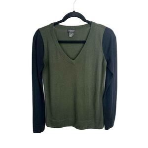Club Monaco Agnes Sweater V-neck Merino Colorblock Green Black Size S 295584259